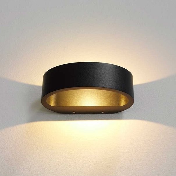 Artdelight Moderne wandlamp Sharp 1-lichts IP54 en zwart goud