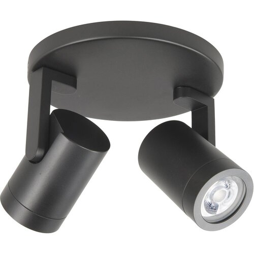 Modern opbouwspot Halo 2-lichts rond zwart