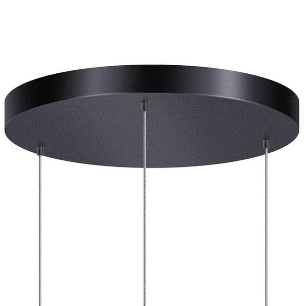 ETH Modern hanglamp Gary 3-lichts getrapt zwart met smoke glas