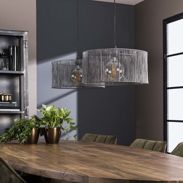 BelaLuz Industrieel hanglamp Albo 2-lichts zwart nikkel