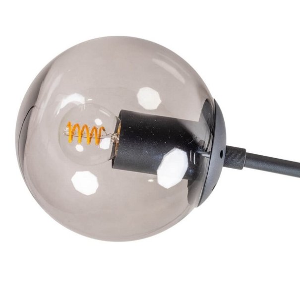 ETH Moderne plafondlamp Davina 2-lichts zwart met smoke glas