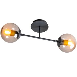 ETH Moderne plafondlamp Davina 2-lichts zwart met smoke glas