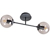 ETH Moderne plafondlamp Davina 2-lichts zwart met smoke glas