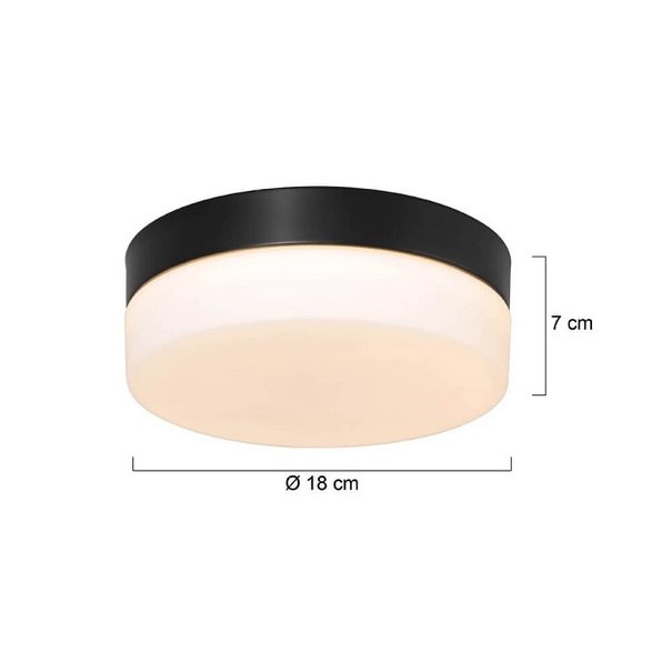 Mexlite Modern plafondlamp Ikaro rond IP44 18 cm zwart 3 standen