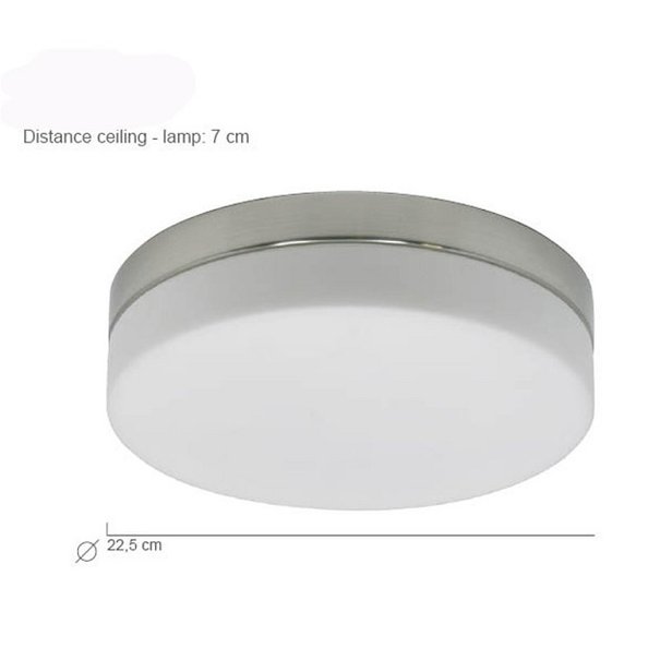Mexlite Modern plafondlamp Ikaro rond IP44 22,5 cm staal 3 standen