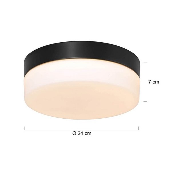 Mexlite Modern plafondlamp Ikaro rond IP44 24 cm zwart 3 standen
