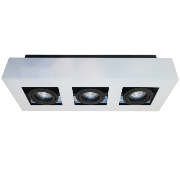 Artdelight Moderne opbouwspot Bosco 3-lichts wit zwart