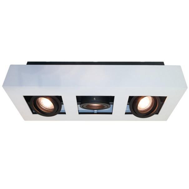 Artdelight Moderne opbouwspot Bosco 3-lichts wit zwart