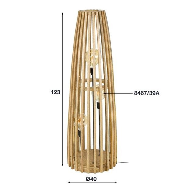 BelaLuz Landelijk - Vloerlamp - 3 lichts - Mango Hout - Garnet