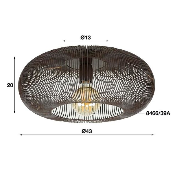 BelaLuz Industriële plafondlamp Vince Ø43 cm brons
