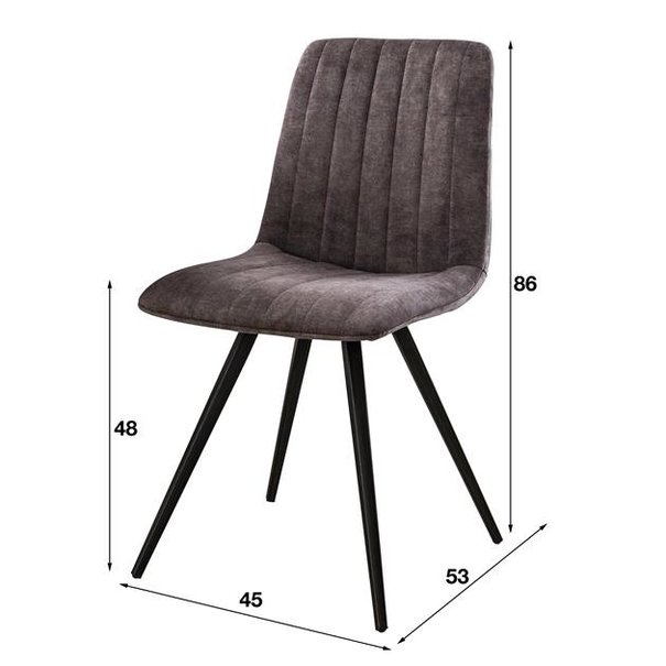 BelaLuz Moderne eetkamerstoel Lilo velours grijs
