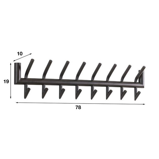 BelaLuz Moderne garderobe Hook 2x8 Donkergrijs mat