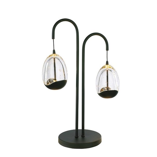 Highlight Design tafellamp Clear Egg 2-lichts zwart wit met dimmer