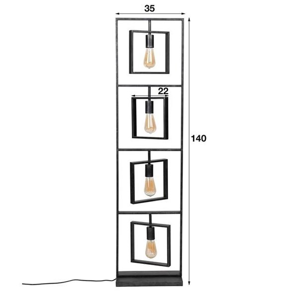 BelaLuz Moderne - Vloerlamp - Charcoal - 4 lichts - Flex