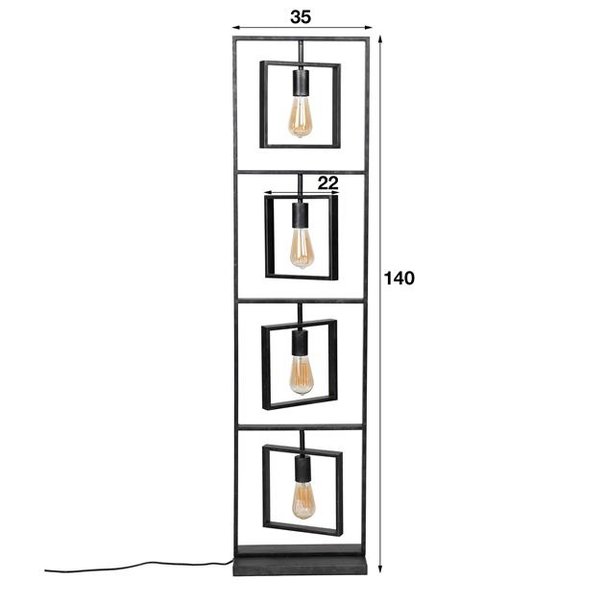BelaLuz Moderne vloerlamp Flex 4-lichts charcoal