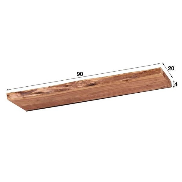 BelaLuz Wandplank Kayne 90 cm massief acaciahout