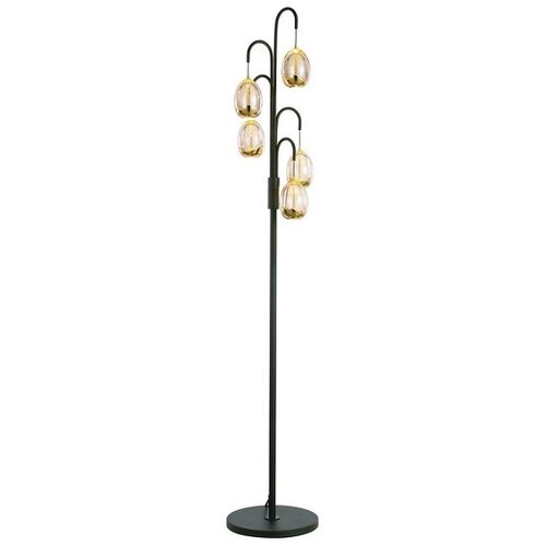 Design vloerlamp Golden Egg 5-lichts zwart goud met dimmer