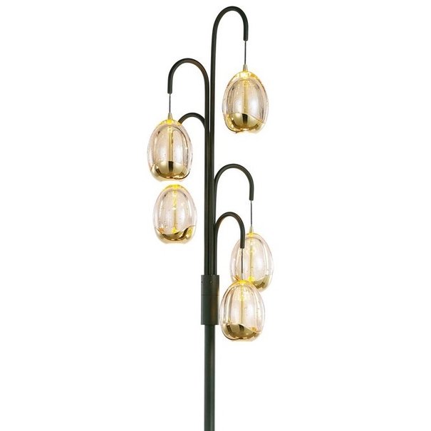 Highlight Design vloerlamp Golden Egg 5-lichts zwart goud met dimmer