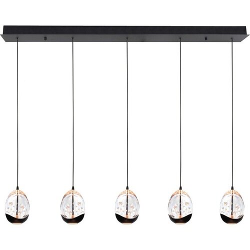 Design hanglamp Clear Egg 5-lichts op balk zwart wit
