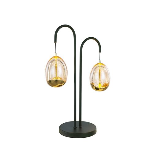 Design tafellamp Golden Egg 2-lichts zwart goud met dimmer
