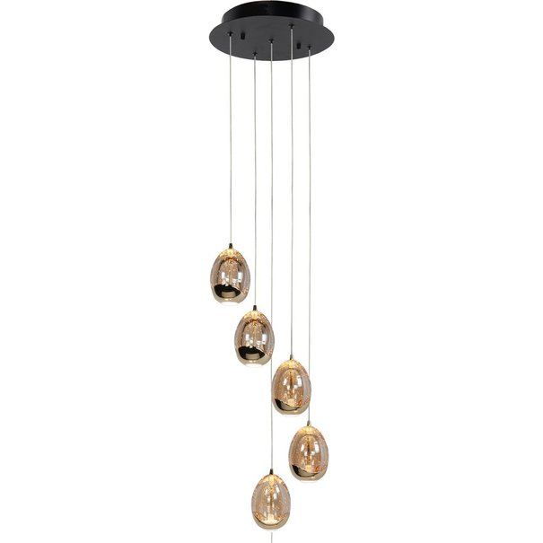 Highlight Design hanglamp Golden Egg 5-lichts zwart goud