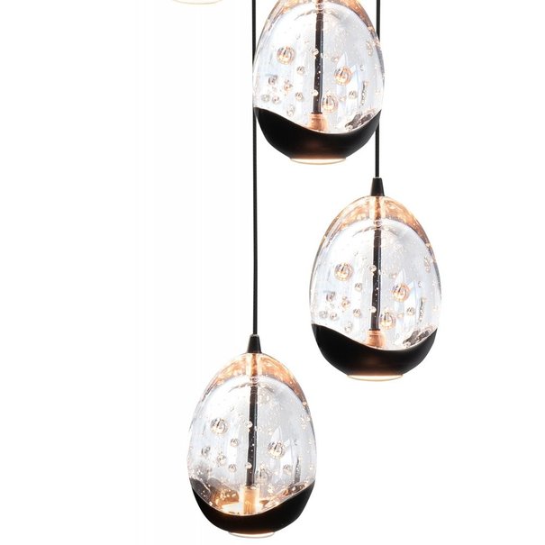 Highlight Design hanglamp Clear Egg 5-lichts zwart wit