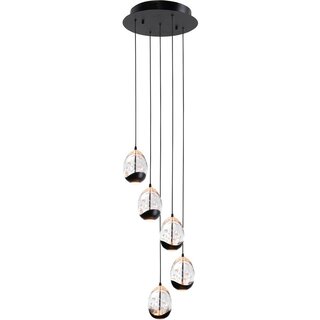 Hanglamp Clear Egg 5-lichts getrapt zwart