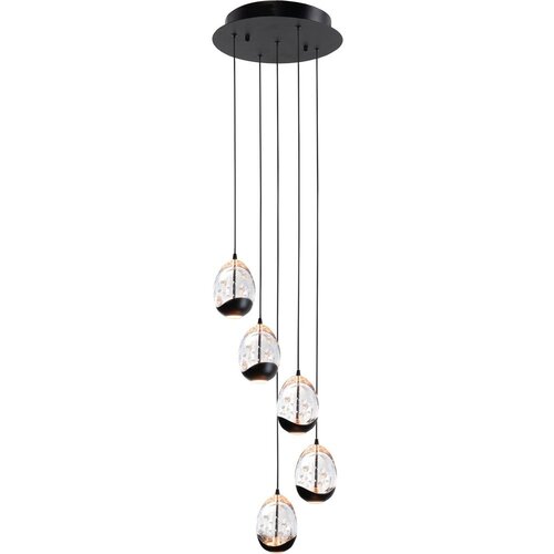 Design hanglamp Clear Egg 5-lichts getrapt zwart