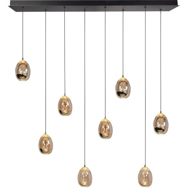 Highlight Moderne hanglamp Golden Egg 8 lichts zwart goud