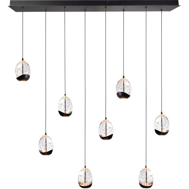Highlight Moderne hanglamp Clear Egg 8 lichts zwart wit
