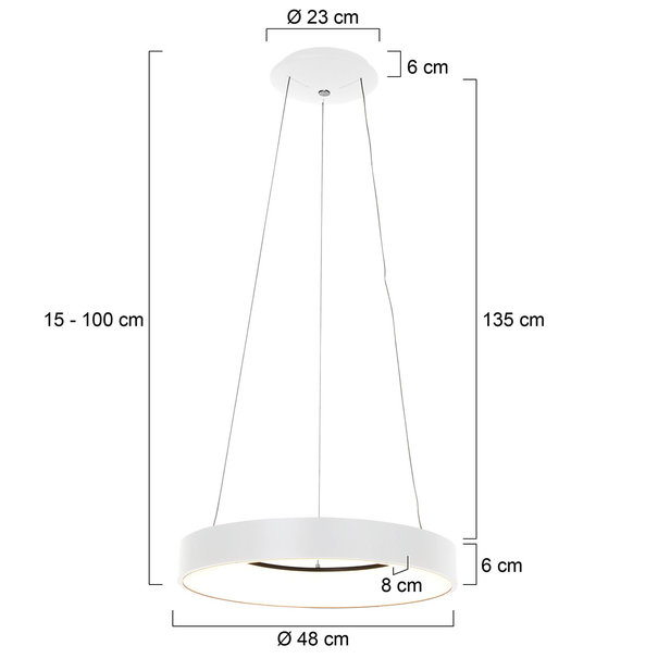 Steinhauer Moderne - hanglamp - Ø48cm - wit -Ringlede