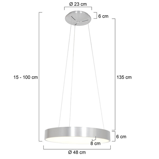 Steinhauer Moderne - Hanglamp - Zilver - Ø48 cm - Ringlede