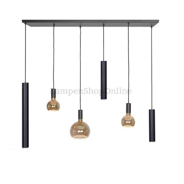 Ztahl Moderne - Hanglamp - Zwart - 120 cm - 6 lichts - Riva