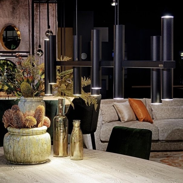 Ztahl Moderne hanglamp Stelvio 10-lichts met 8 buizen zwart