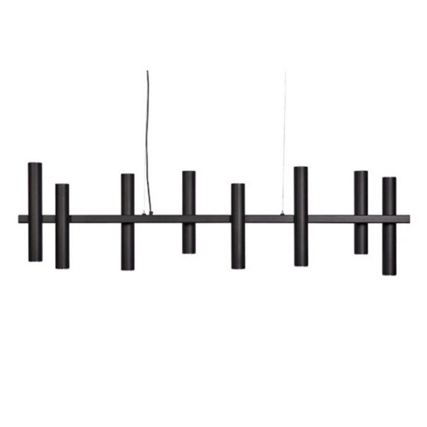 Ztahl Moderne hanglamp Stelvio 10-lichts met 8 buizen zwart