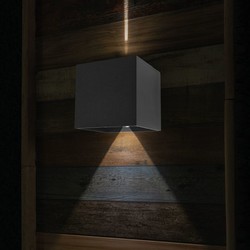 Wandlamp Muro 2-lichts zwart vierkant