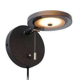 Wandlamp Turound 1-lichts zwart smoke