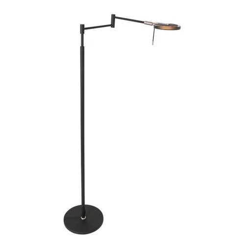 Modern vloerlamp Turound 1-lichts zwart met smoke glas