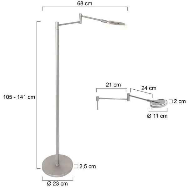 Steinhauer Modern vloerlamp Turound 1-lichts staal