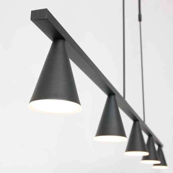 Steinhauer Moderne hanglamp Vortex 5-lichts zwart