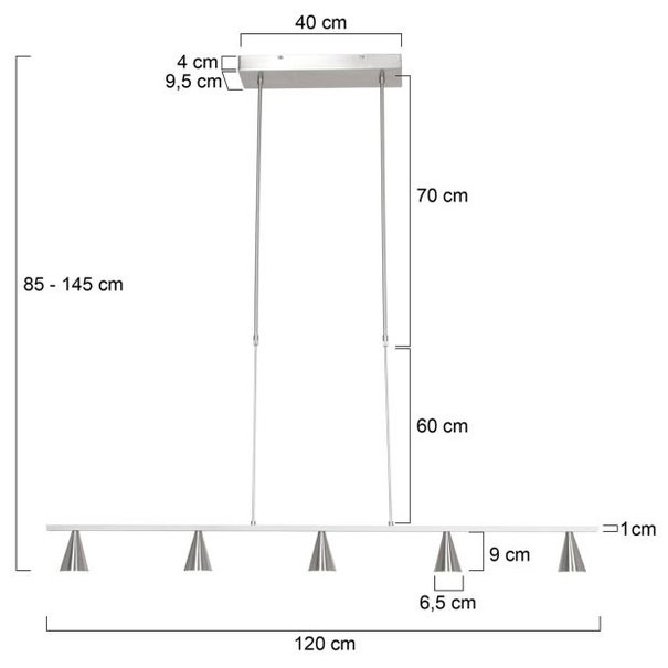 Steinhauer Moderne hanglamp Vortex 5-lichts staal
