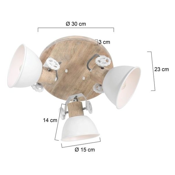 Mexlite Landelijke - Opbouwspots - Wit - 3 lichts - Gearwood