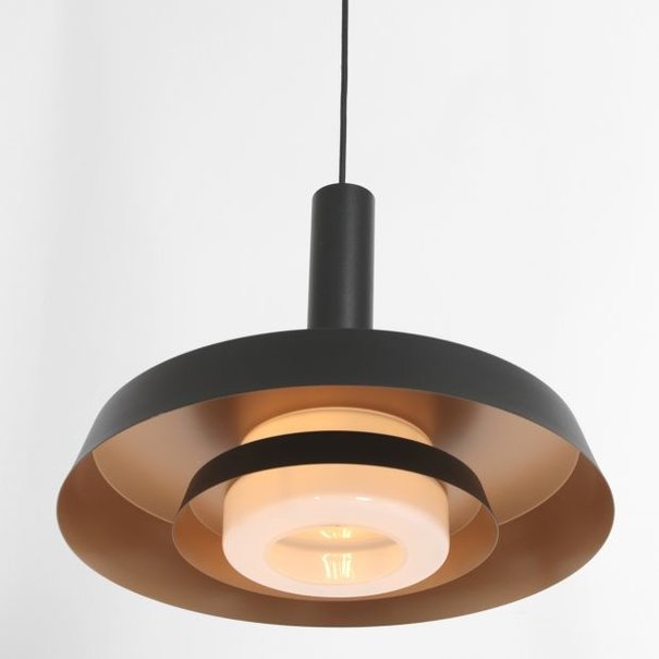Anne Lighting Retro hanglamp Flinter 1-lichts zwart goud