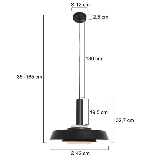 Anne Lighting Retro hanglamp Flinter 1-lichts zwart goud