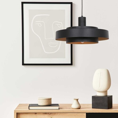 Retro hanglamp Flinter dubbel 1-lichts zwart goud