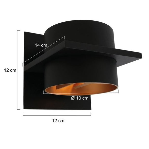 Steinhauer Moderne wandlamp Muro 1-lichts rond zwart