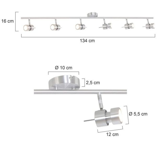 Steinhauer Moderne - Opbouwspot - 6 Lichts - Aluminium - Natasja