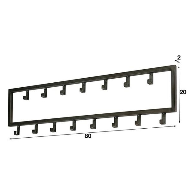 BelaLuz Industriële - kapstok - 15 haken - zilver - Lennon