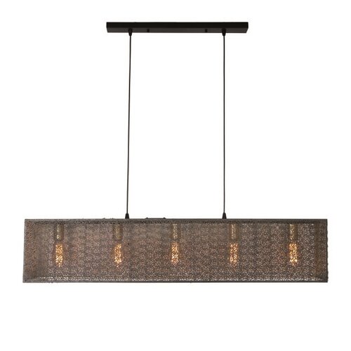 Industrieel hanglamp Avola 5-lichts zwart goud
