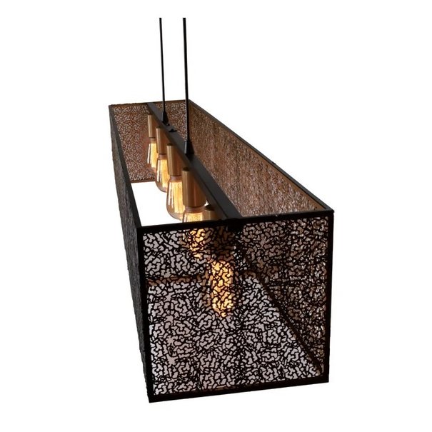Freelight Industrieel hanglamp Avola 5-lichts zwart goud